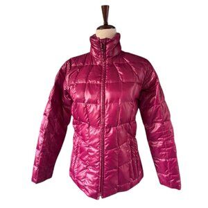 Obermeyer Women's Magenta Pink Down Puffer Ski Jacket Animal Print Lining Sm EUC